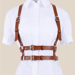 LAST ONE Cottagecore Brown Faux Leather Harness Belt.